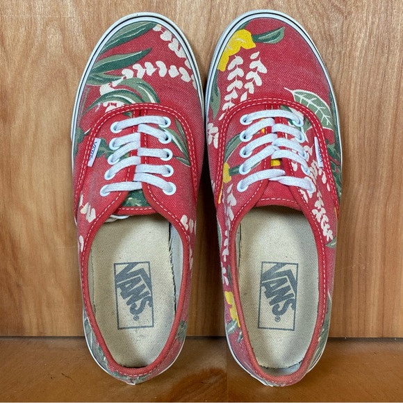 Womens 7.5 Vans Off The Wall Low Floral Sneakers Red Green SEF1112 - Picture 5 of 8